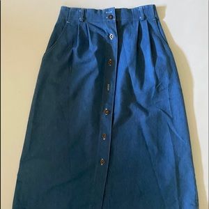 Denim pleated A Line Midi Skirt
